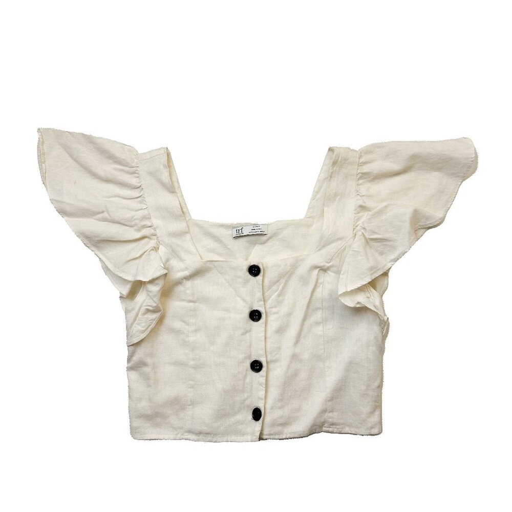 Zara Linen Ruffle Sleeve Crop Top